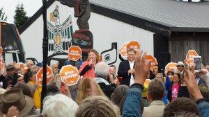North Island Powell River NDP candidate Rachel Blaney with Courtenay-Alberni's Gord Johns