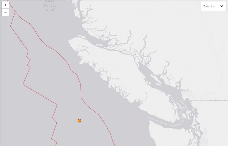 Small earthquake off Vancouver Island