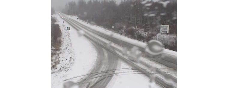 Slippery, slushy roads on this wintry day