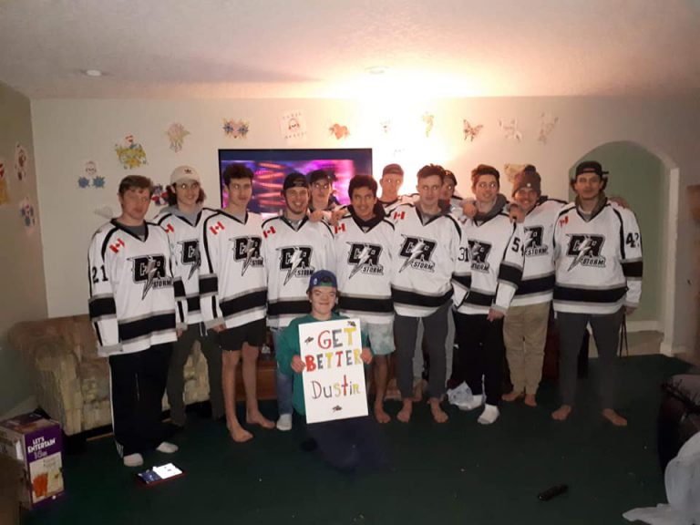 Campbell River Storm surprises a local boy with a visit after his surgery