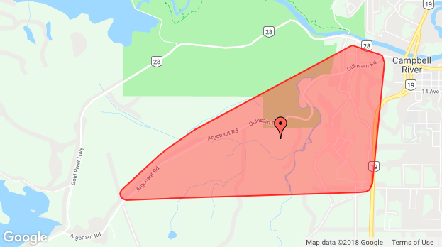 Power out along Gold River Highway, Sequoia Dr