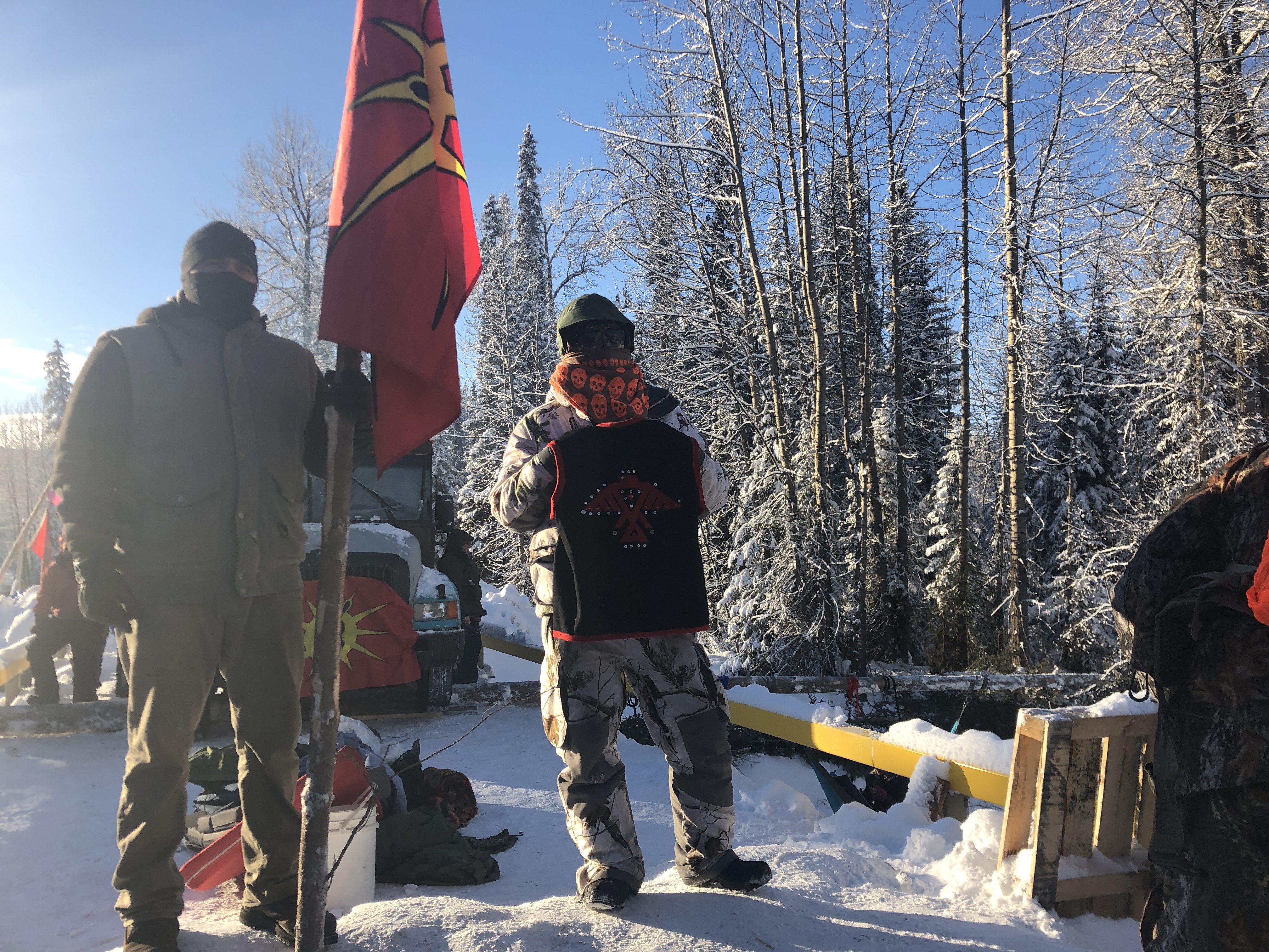 Campers prepare for RCMP at Gidimt'en gate on Morice West Forest Service Road | Sawyer Bogdan My Bulkley Lakes Now