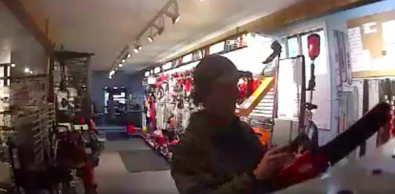 Rechargeable chainsaw stolen after theft at local power equipment store