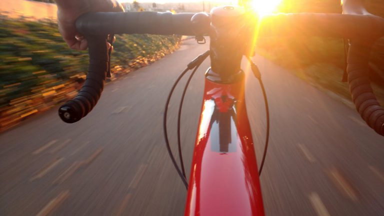 Christmas Light Ride cycling into Campbell River