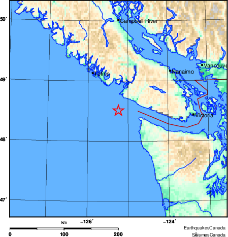 Earthquake hits off west coast of Vancouver Island