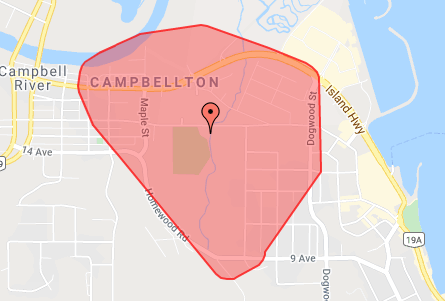 Power outage in downtown Campbell River